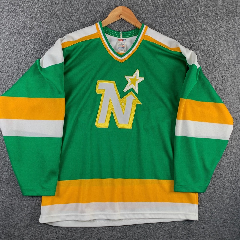 Vintage CCM Minnesota North Star Hockey Jersey Men Large Made In USA Blank 80's